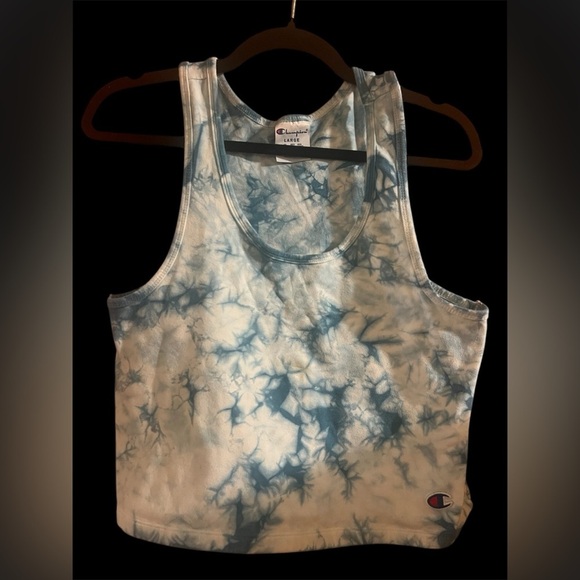 Champion Tops - Champion Blue Tie-Dye Crop Tank Top